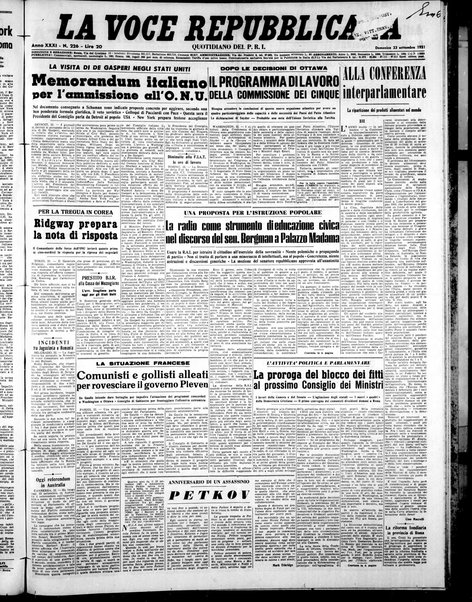 La voce repubblicana : quotidiano del Partito repubblicano italiano