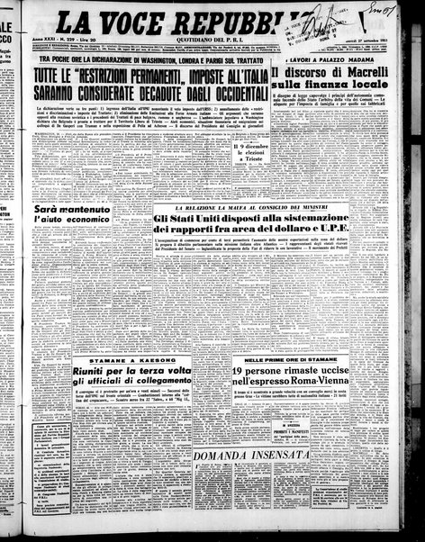 La voce repubblicana : quotidiano del Partito repubblicano italiano