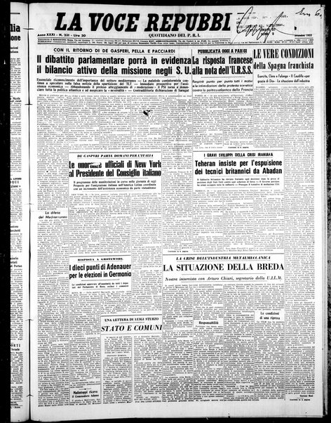 La voce repubblicana : quotidiano del Partito repubblicano italiano