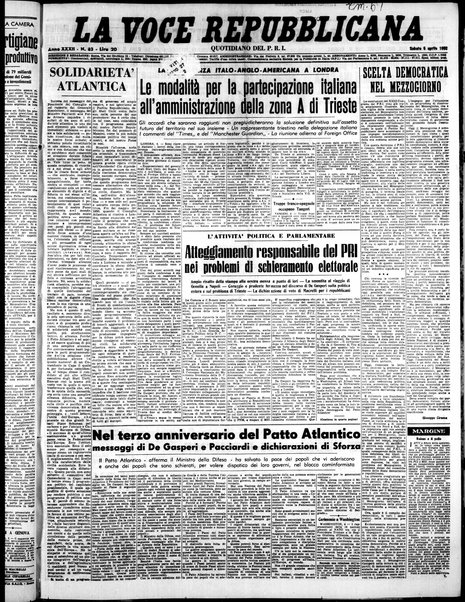 La voce repubblicana : quotidiano del Partito repubblicano italiano