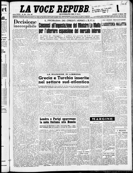 La voce repubblicana : quotidiano del Partito repubblicano italiano