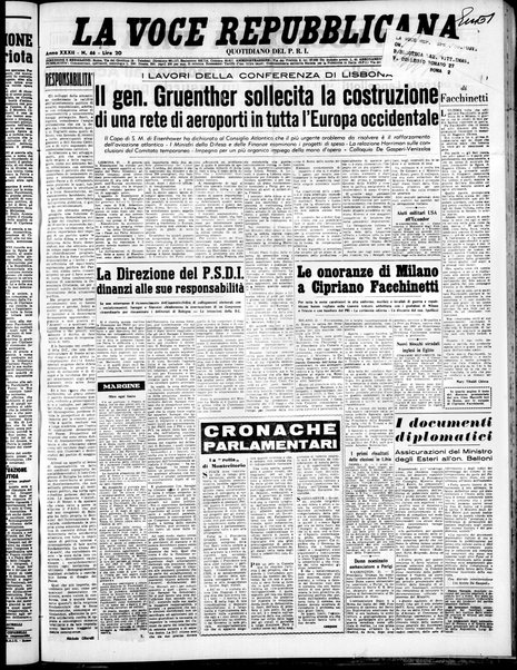 La voce repubblicana : quotidiano del Partito repubblicano italiano