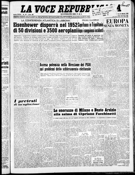 La voce repubblicana : quotidiano del Partito repubblicano italiano