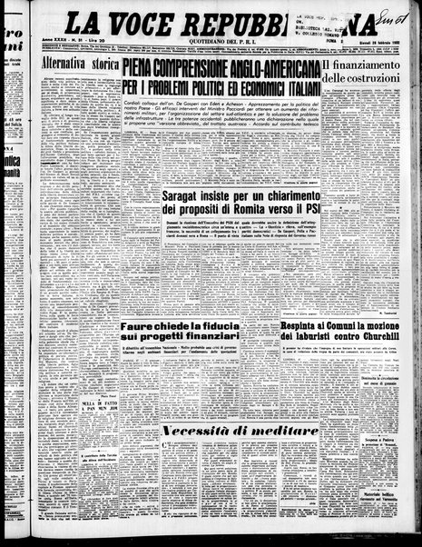 La voce repubblicana : quotidiano del Partito repubblicano italiano