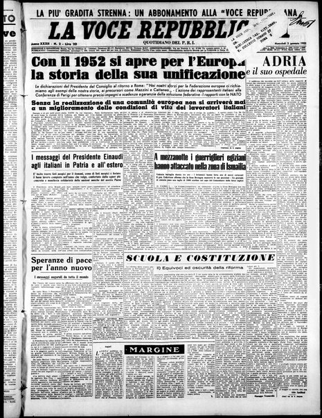 La voce repubblicana : quotidiano del Partito repubblicano italiano