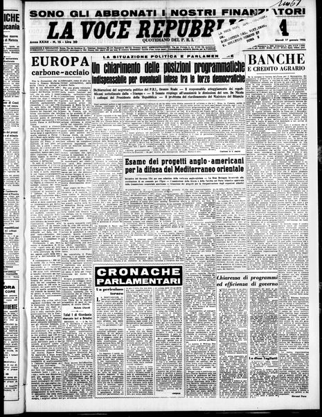 La voce repubblicana : quotidiano del Partito repubblicano italiano