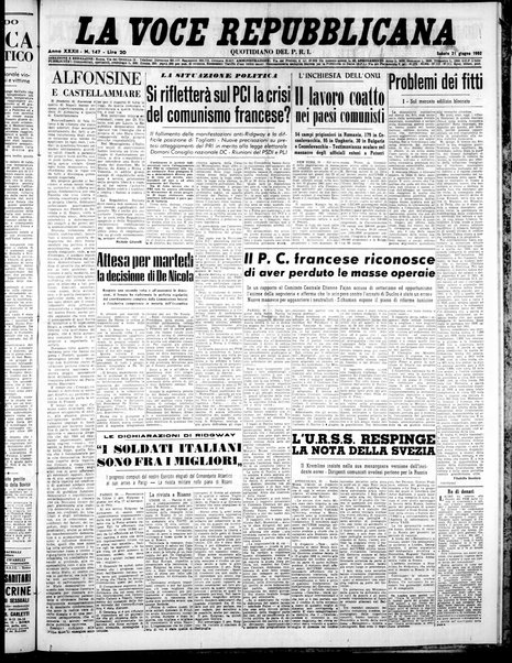 La voce repubblicana : quotidiano del Partito repubblicano italiano