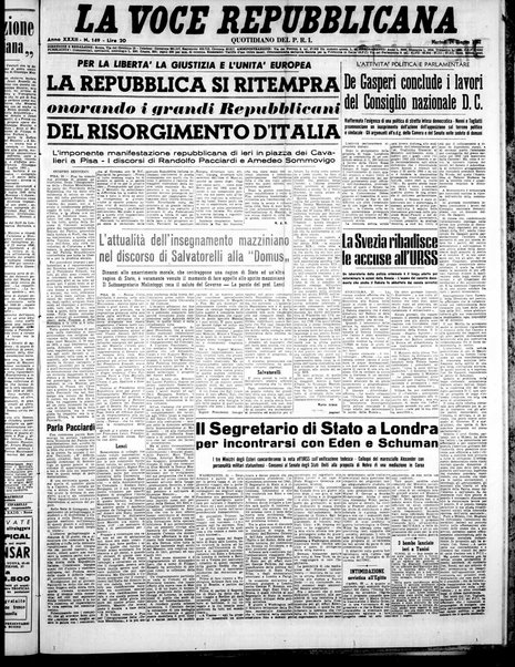 La voce repubblicana : quotidiano del Partito repubblicano italiano