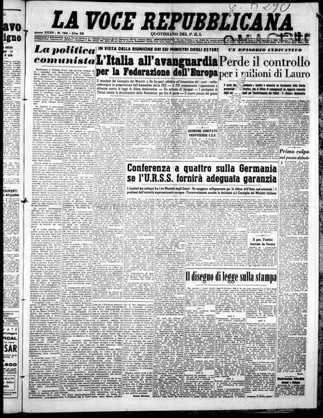 La voce repubblicana : quotidiano del Partito repubblicano italiano