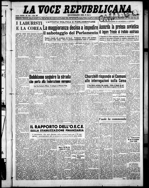 La voce repubblicana : quotidiano del Partito repubblicano italiano