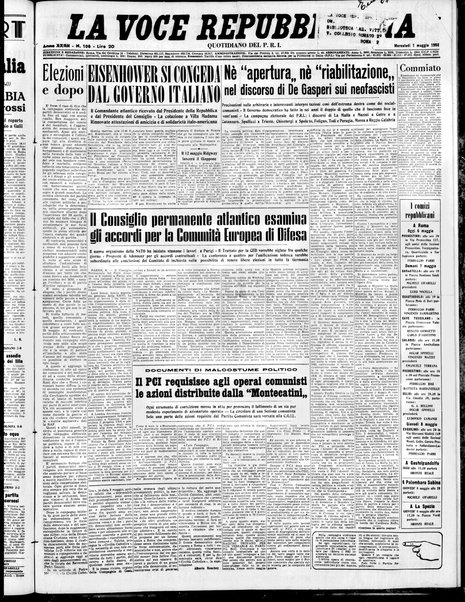 La voce repubblicana : quotidiano del Partito repubblicano italiano