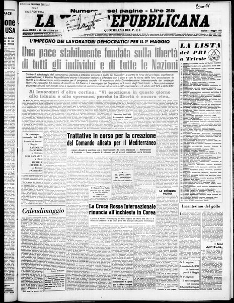 La voce repubblicana : quotidiano del Partito repubblicano italiano