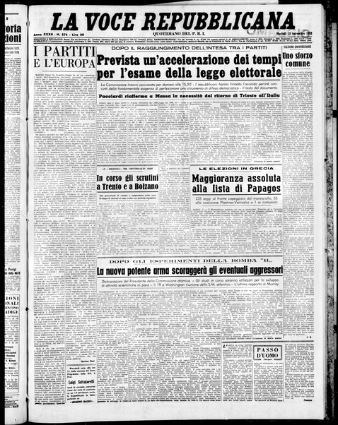 La voce repubblicana : quotidiano del Partito repubblicano italiano