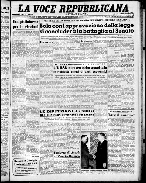 La voce repubblicana : quotidiano del Partito repubblicano italiano