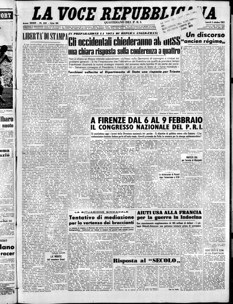 La voce repubblicana : quotidiano del Partito repubblicano italiano