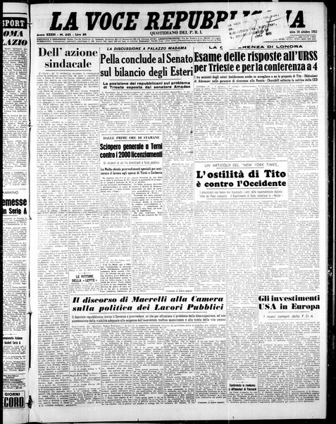 La voce repubblicana : quotidiano del Partito repubblicano italiano