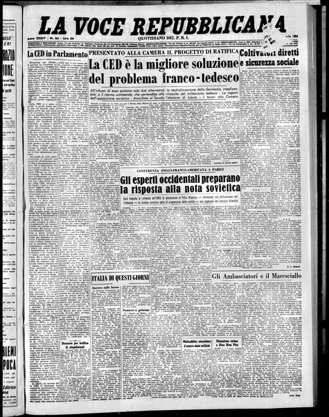 La voce repubblicana : quotidiano del Partito repubblicano italiano