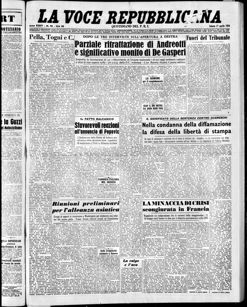 La voce repubblicana : quotidiano del Partito repubblicano italiano