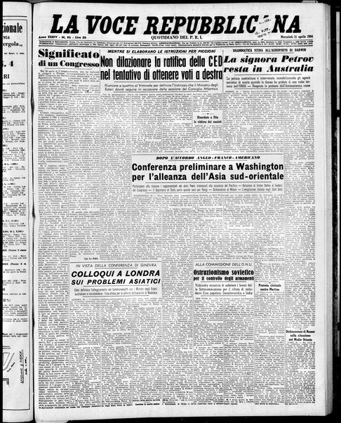 La voce repubblicana : quotidiano del Partito repubblicano italiano