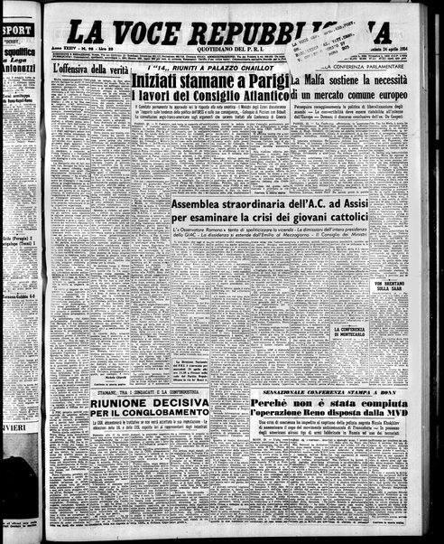 La voce repubblicana : quotidiano del Partito repubblicano italiano