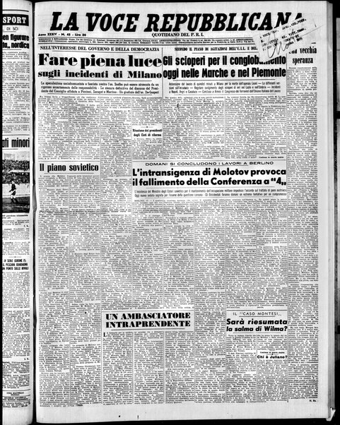 La voce repubblicana : quotidiano del Partito repubblicano italiano