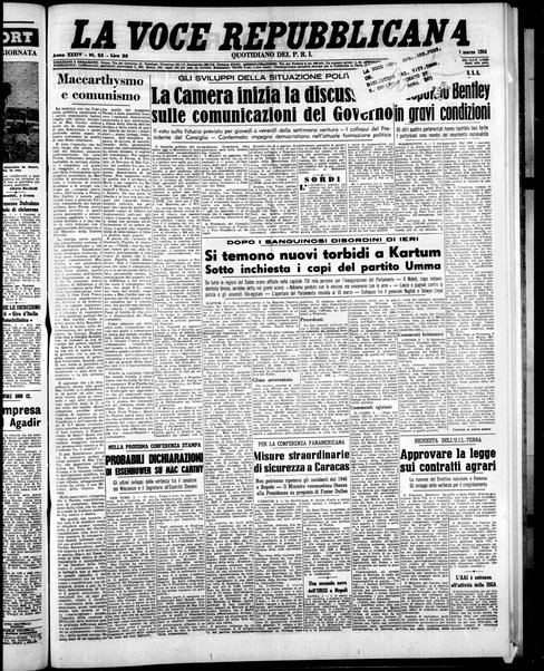 La voce repubblicana : quotidiano del Partito repubblicano italiano