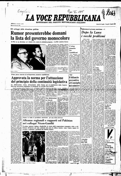 La voce repubblicana : quotidiano del Partito repubblicano italiano