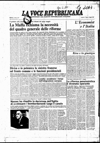 La voce repubblicana : quotidiano del Partito repubblicano italiano