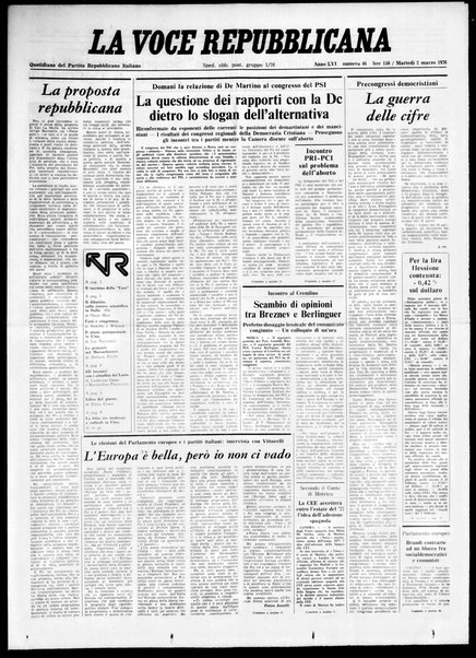 La voce repubblicana : quotidiano del Partito repubblicano italiano