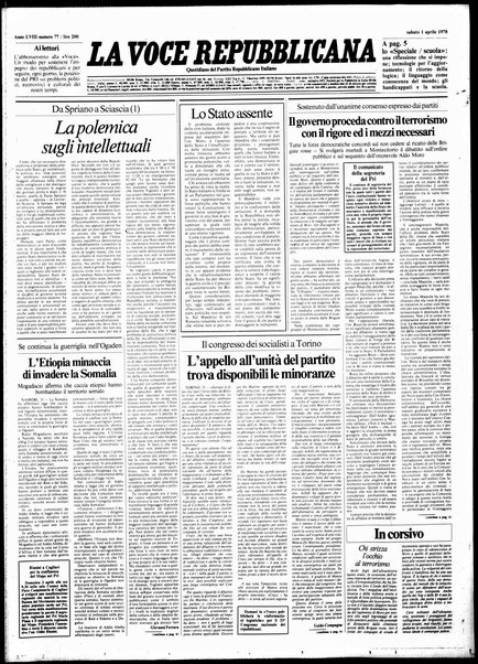 La voce repubblicana : quotidiano del Partito repubblicano italiano