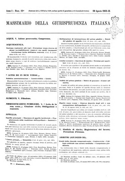 Massimario della giurisprudenza italiana contenente tutte le massime della Cassazione civile