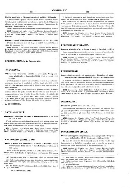 Massimario della giurisprudenza italiana contenente tutte le massime della Cassazione civile