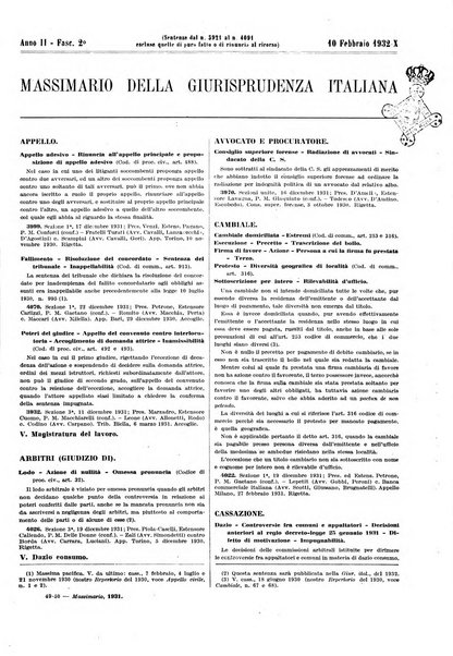 Massimario della giurisprudenza italiana contenente tutte le massime della Cassazione civile