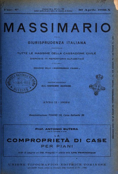 Massimario della giurisprudenza italiana contenente tutte le massime della Cassazione civile