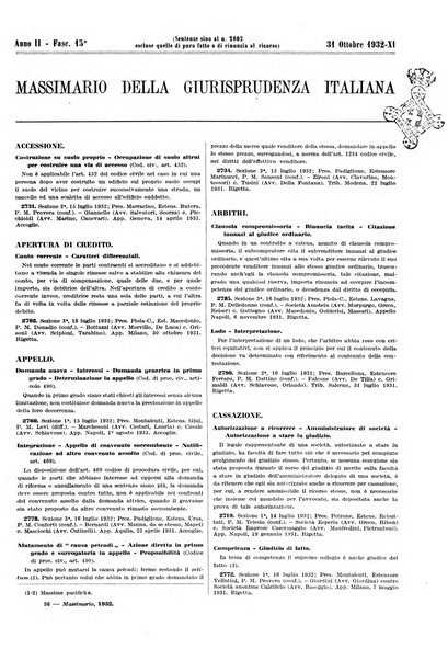 Massimario della giurisprudenza italiana contenente tutte le massime della Cassazione civile