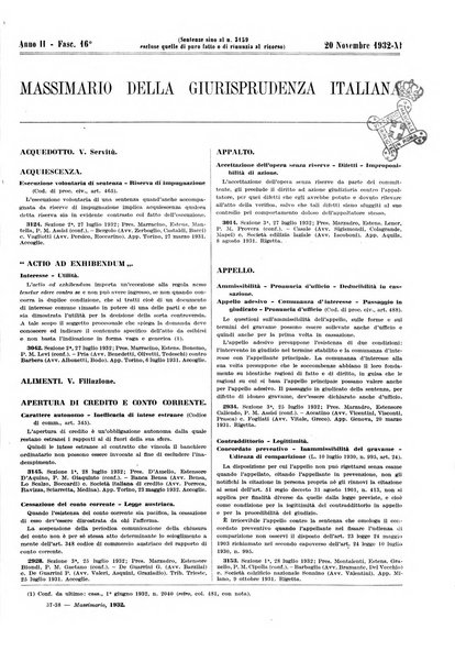 Massimario della giurisprudenza italiana contenente tutte le massime della Cassazione civile