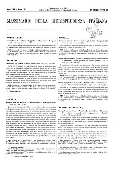 Massimario della giurisprudenza italiana contenente tutte le massime della Cassazione civile