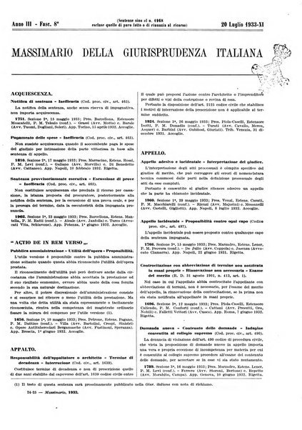 Massimario della giurisprudenza italiana contenente tutte le massime della Cassazione civile