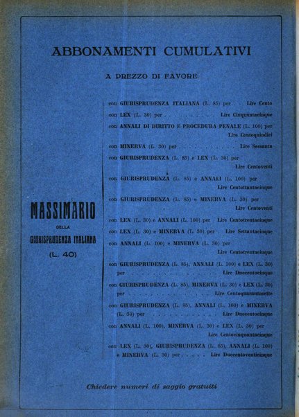 Massimario della giurisprudenza italiana contenente tutte le massime della Cassazione civile