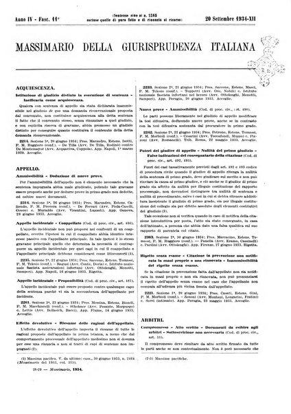 Massimario della giurisprudenza italiana contenente tutte le massime della Cassazione civile