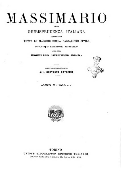 Massimario della giurisprudenza italiana contenente tutte le massime della Cassazione civile