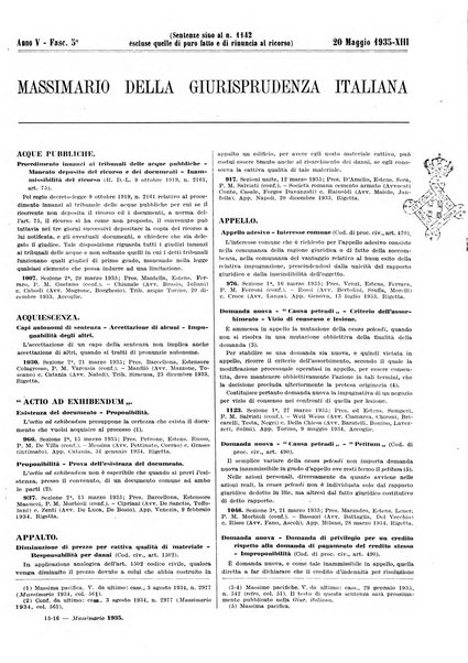 Massimario della giurisprudenza italiana contenente tutte le massime della Cassazione civile