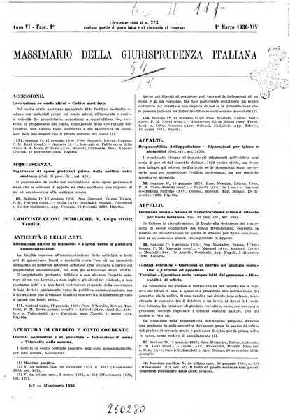 Massimario della giurisprudenza italiana contenente tutte le massime della Cassazione civile