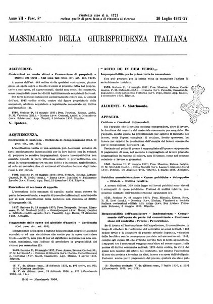 Massimario della giurisprudenza italiana contenente tutte le massime della Cassazione civile