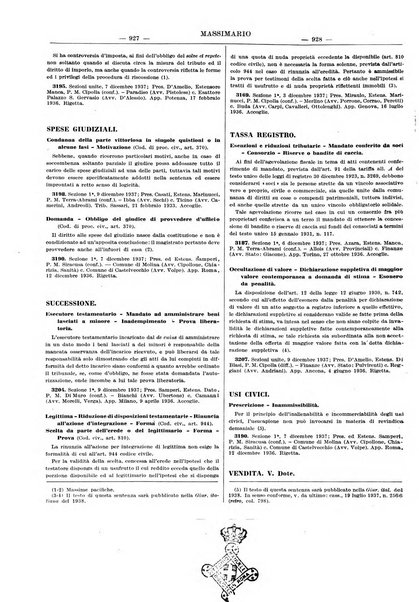 Massimario della giurisprudenza italiana contenente tutte le massime della Cassazione civile