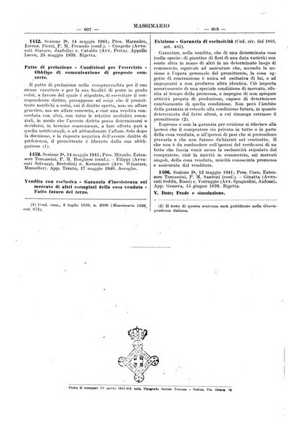 Massimario della giurisprudenza italiana contenente tutte le massime della Cassazione civile