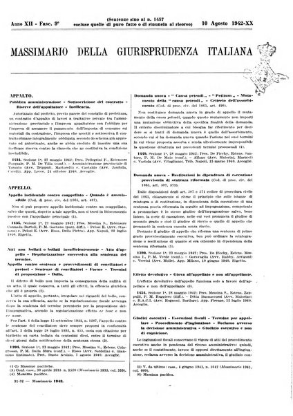 Massimario della giurisprudenza italiana contenente tutte le massime della Cassazione civile