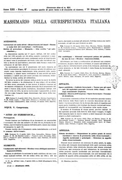 Massimario della giurisprudenza italiana contenente tutte le massime della Cassazione civile