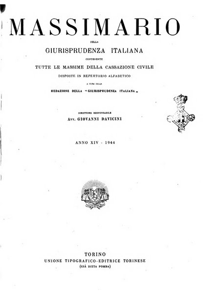 Massimario della giurisprudenza italiana contenente tutte le massime della Cassazione civile