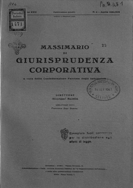 Massimario di giurisprudenza corporativa